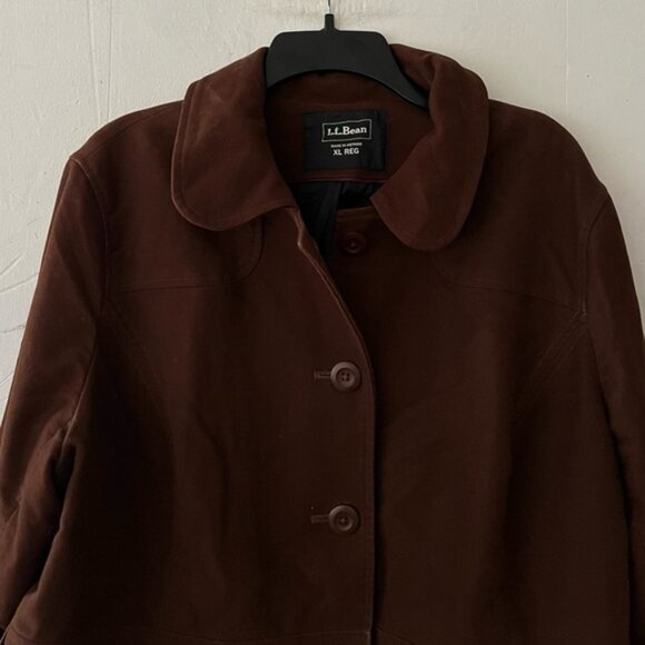 LL Bean Brushed Cotton Belted Barn Jacket Brown Size XL - Picture 3 of 10